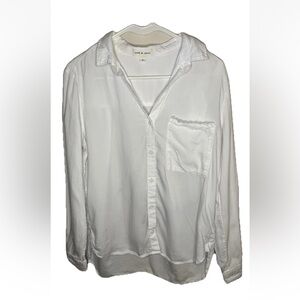 Anthropologie Cloth & Stone Long Sleeve White Button Up High Low Size M EUC Boho